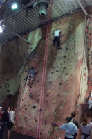 michael climbing the wall