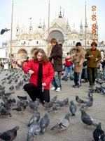 catherine with st mark pigeons in venice