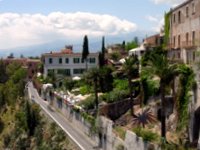 taomino, sicily with mt etna in background