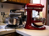 old and new mixer in kitchen