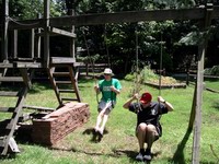 one last swing on jungle gym