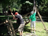 jungle gym in mid disassembly