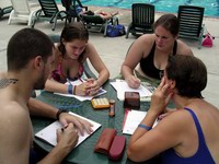 playing boggle by the pool