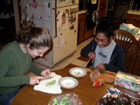 catherine and urmila working on snacks