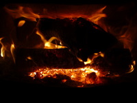 fire in fireplace