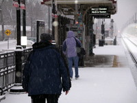 snowy train station