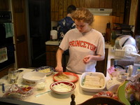 catherine assembling enchiladas