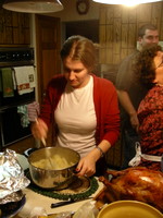 Catherine mashing potatoes